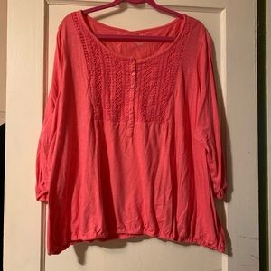 BOHO Pink 3/4 Sleeve Top
